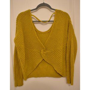 Cross Back Knit Sweater - Mustard